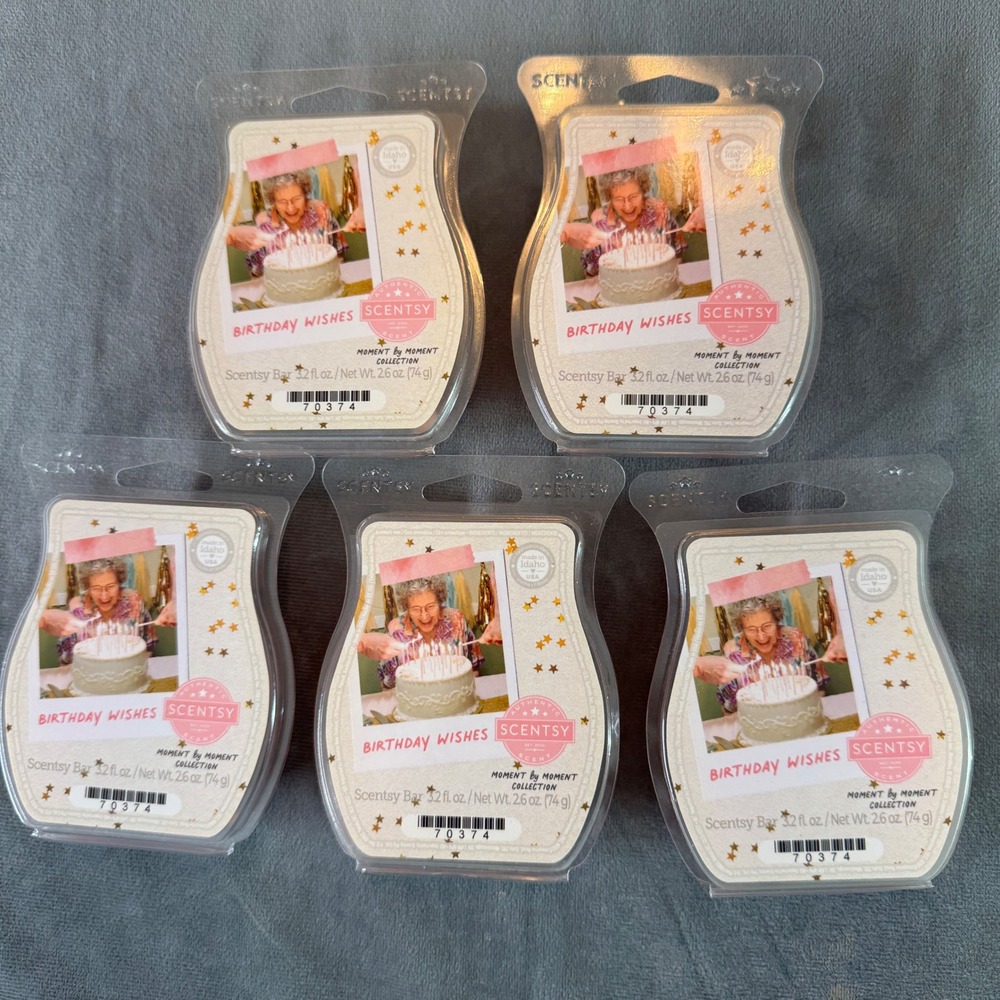 Scentsy Birthday Wishes Wax Bars 5-Pack Pink Home Fragrance Tart Vanilla Sugar